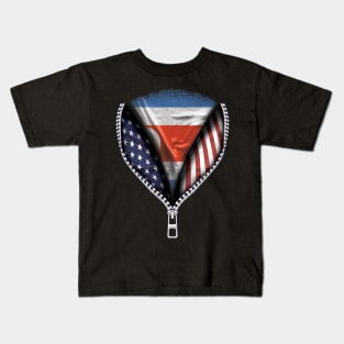 Costa Rican Flag  Costa Rica Flag American Flag Zip Down - Gift for Costa Rican From Costa Rica Kids T-Shirt